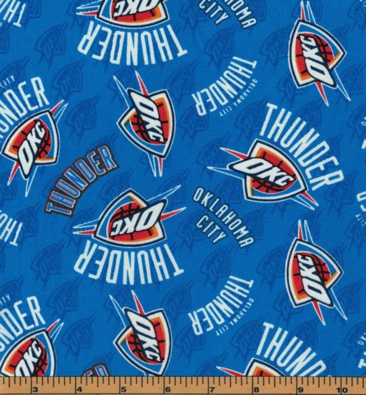 NBA Licensed Oklahoma City Thunder Tone on Tone Cotton Fabric by the Yard